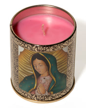 Cargar imagen en el visor de la galería, Caja 12 velas arómatica con olor a rosas virgen de guadalupe