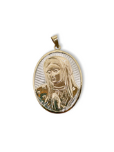 Cargar imagen en el visor de la galería, Medalla plata con bisel oro  14 k  (doble vista)