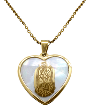 Cargar imagen en el visor de la galería, Gargantilla Corazón blanco onix / virgen de guadalupe