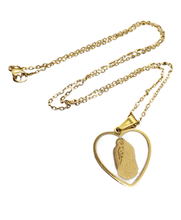 Cargar imagen en el visor de la galería, Gargantilla Corazón blanco onix / virgen de guadalupe