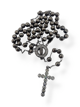 Cargar imagen en el visor de la galería, Rosario Negro Facetado # 6 / Medalla ,cruz Con Zirconias
