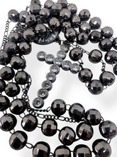 Cargar imagen en el visor de la galería, Rosario Negro Facetado # 6 / Medalla ,cruz Con Zirconias