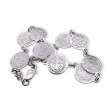 Cargar imagen en el visor de la galería, Pulsera Plata Medallas San Benito