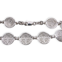 Cargar imagen en el visor de la galería, Pulsera Plata Medallas San Benito