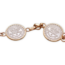 Cargar imagen en el visor de la galería, Pulsera con Medallas T. A | Plata y oro 14 K