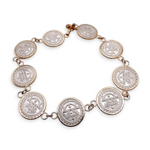 Cargar imagen en el visor de la galería, Pulsera con Medallas T. A | Plata y oro 14 K