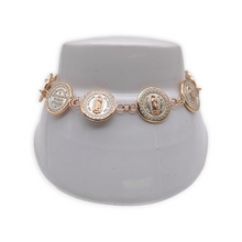 Cargar imagen en el visor de la galería, Pulsera con Medallas T. A | Plata y oro 14 K