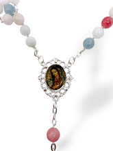 Cargar imagen en el visor de la galería, Rosario Ágata Multicolor Medalla Virgen De Guadalupe