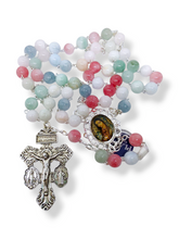 Cargar imagen en el visor de la galería, Rosario Ágata Multicolor Medalla Virgen De Guadalupe