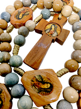 Cargar imagen en el visor de la galería, Rosario Artesanal Madera 4 Apariciones De La Virgen De Guadalupe