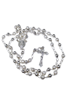 Cargar imagen en el visor de la galería, Rosario De Plata / Cuentas Azucarada Y Lisa