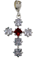 Cargar imagen en el visor de la galería, Cruz De Plata Con Zirconias Cuadradas
