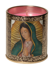 Cargar imagen en el visor de la galería, Caja  12 velas arómatica con olor a rosas virgen de guadalupe
