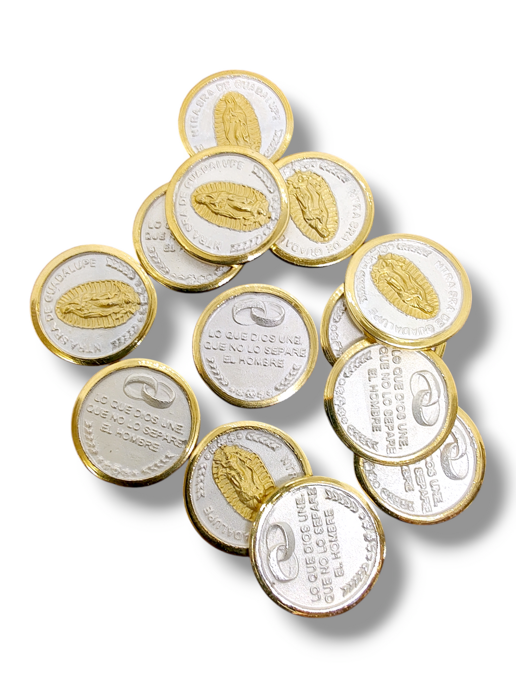 ARRAS VIRGEN DE GUADALUPE  MONEDAS BISEL ORO LAMINADO