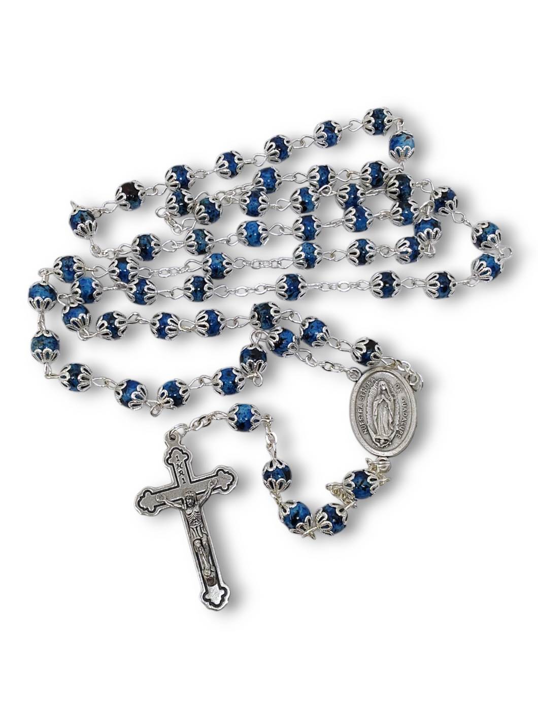 Rosario de cristal con casquillos