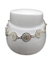 Cargar imagen en el visor de la galería, Pulsera Plata / Medallas San Benito
