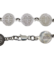 Cargar imagen en el visor de la galería, Pulsera Plata / Medallas San Benito
