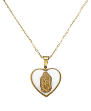 Cargar imagen en el visor de la galería, Gargantilla Corazón blanco onix / virgen de guadalupe
