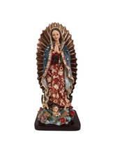 Cargar imagen en el visor de la galería, Figura de la Virgen de Guadalupe de Resina decorada con Pedrería
