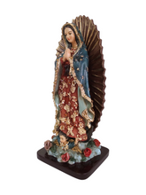 Cargar imagen en el visor de la galería, Figura de la Virgen de Guadalupe de Resina decorada con Pedrería
