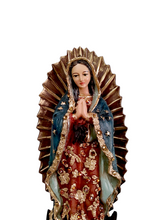 Cargar imagen en el visor de la galería, Figura de la Virgen de Guadalupe de Resina decorada con Pedrería
