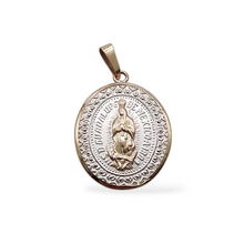 Cargar imagen en el visor de la galería, Medalla Virgen de Guadalupe en troquel antiguo bisel oro 14 k
