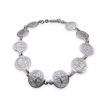 Cargar imagen en el visor de la galería, Pulsera Plata Medallas San Benito
