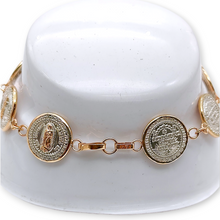 Cargar imagen en el visor de la galería, Pulsera con Medallas T. A | Plata y oro 14 K
