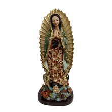 Cargar imagen en el visor de la galería, Figura de la Virgen de Guadalupe de Resina decorada con Pedrería
