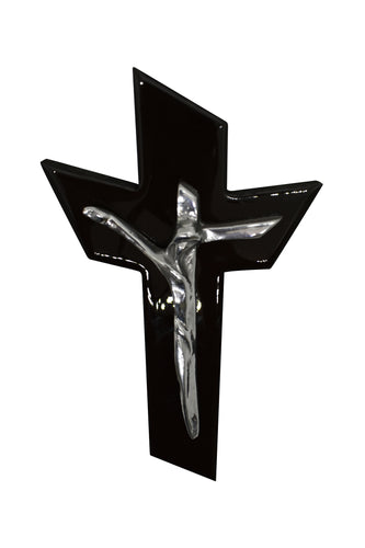 Cristo Pewter con base madera