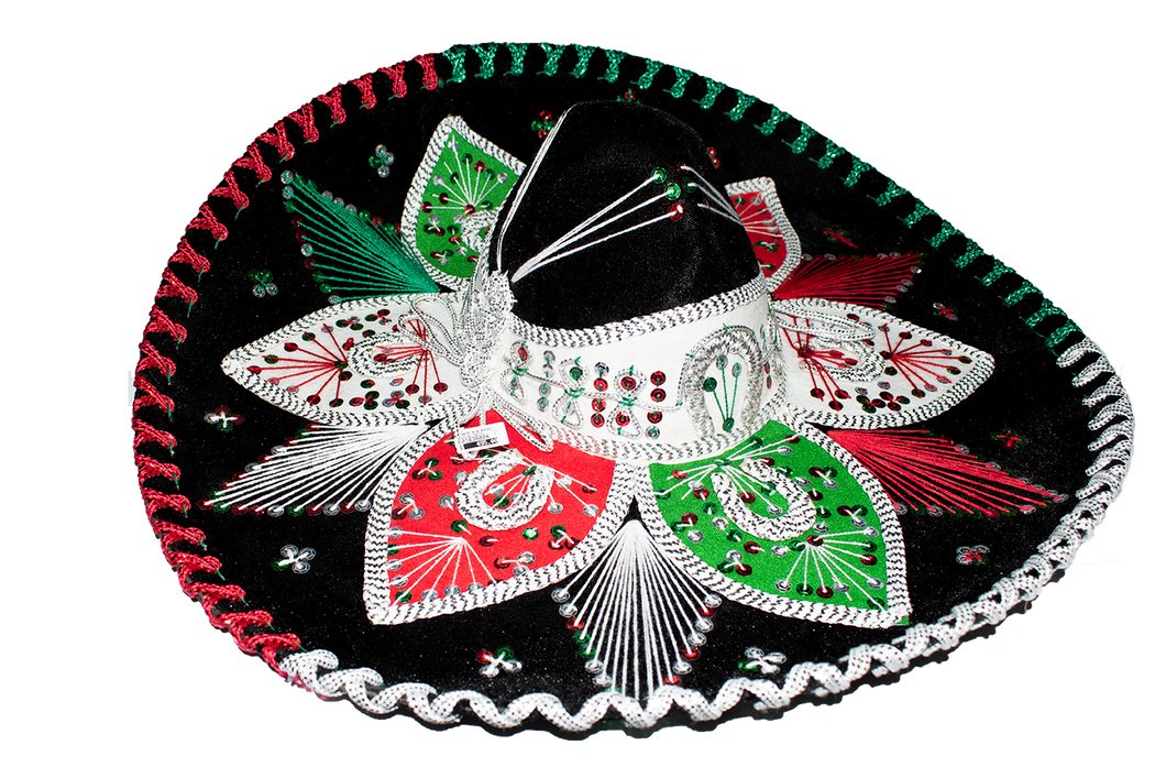 Sombrero tricolor bordado