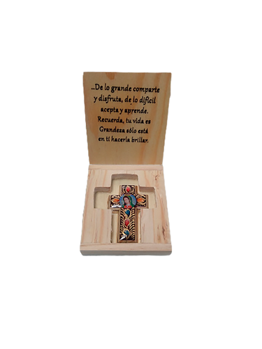 Cajita de Madera con recuerdo de la Virgen de Guadalupe