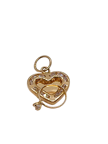 Dije corazón/piedras y mini anillo de oro | 14K