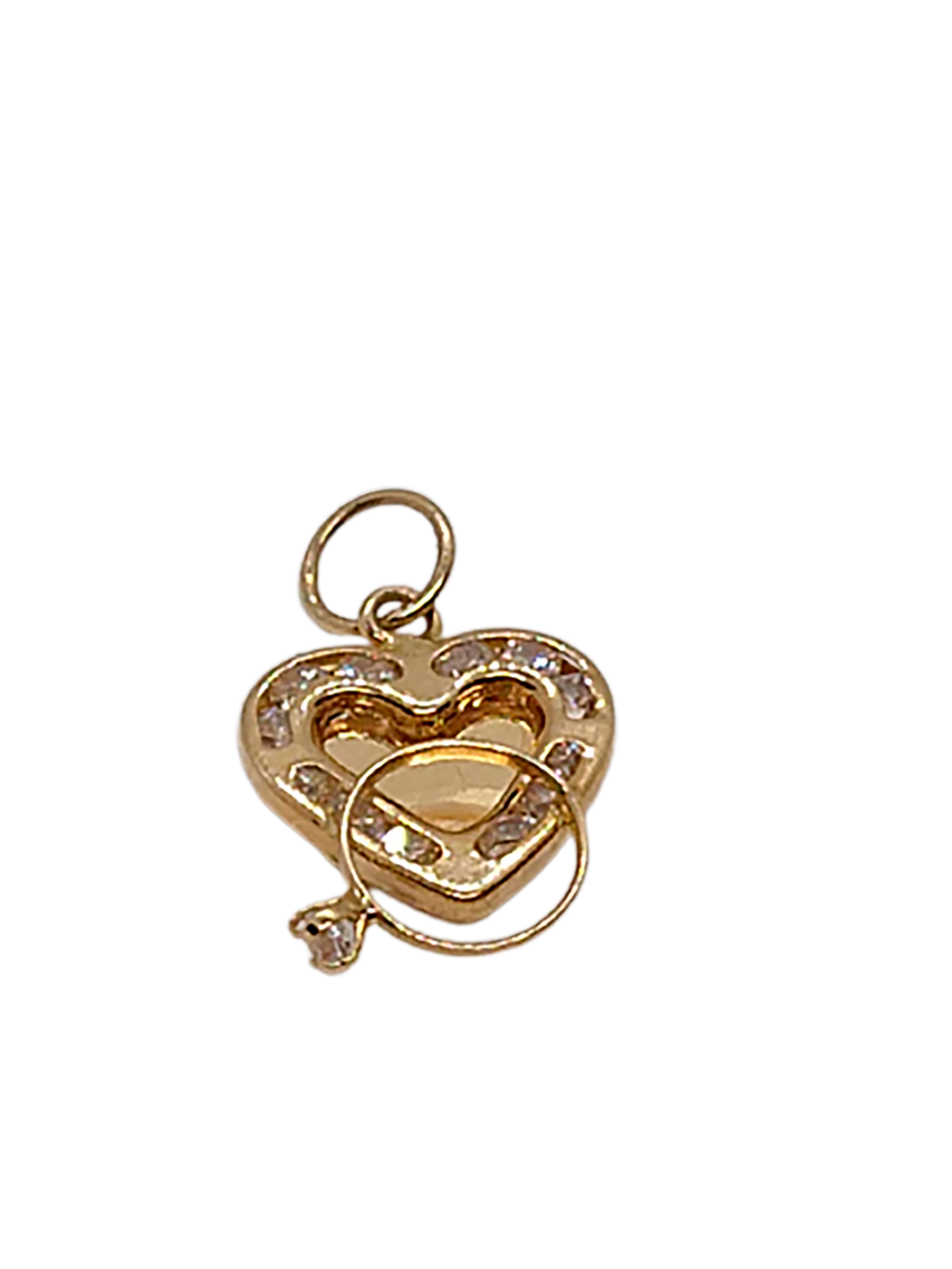 Dije corazón/piedras y mini anillo de oro | 14K