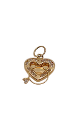 Cargar imagen en el visor de la galería, Dije corazón/piedras y mini anillo de oro | 14K
