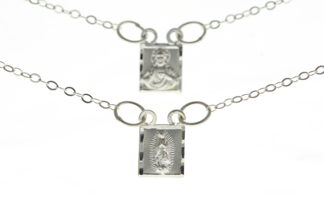 Escapulario Plata Virgen de Guadalupe, Sagrado Corazón de Jesús y Virgen del Carmen
